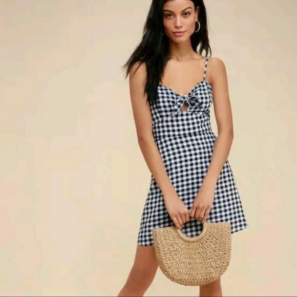 Lulus Dresses & Skirts - Lulu’s St. Helena Black and White Gingham Tie Front Dress Women’s Small Mini
